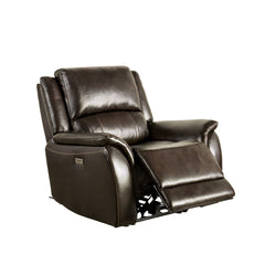 Transitional Style 1pc Power Recliner Fully Upholstered Pillow Top Arms Espresso Finish Primary Living Room