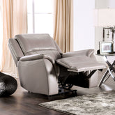 Light Gray Finish Transitional Style 1pc Power Recliner Fully Upholstered Pillow Top Arms Wall hunger Design Hardwood Frame Primary Living Room