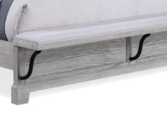 1pc Rustic Charm Footboard Bench Panel King Bed Soft Greige Natural Wood Grain Solid Wood