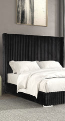 Bedroom Furniture Black Color Contemporary 1pc Twin Size Bed Fur Chenille Fabric Mattress Ready