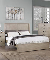 Rustic Style Queen Size Bed 1pc Two Panel Headboard Antique Silver Finish Bedroom Furniture