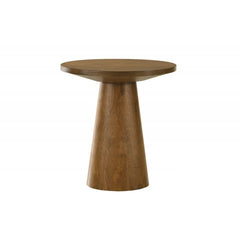 20 in. Round Wood Console Table Modern Living Room Sofa Table with Pedestal Base, Walnut