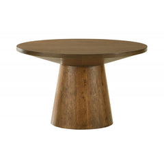 29 in. Round Wood Coffee Table Modern Living Room Sofa Table with Pedestal Base, Walnut