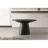 29 in. Round Wood Coffee Table Modern Living Room Sofa Table with Pedestal Base, Black