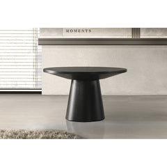 29 in. Round Wood Coffee Table Modern Living Room Sofa Table with Pedestal Base, Black