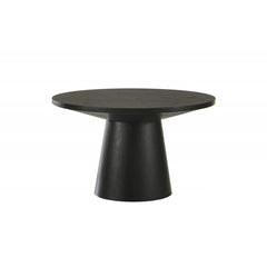 29 in. Round Wood Coffee Table Modern Living Room Sofa Table with Pedestal Base, Black