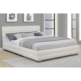 Modern Bedroom Queen Size Platform Bed, Soft Fleece Fabric Upholstered Low Profile Bed Frame, White
