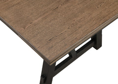 Cottage Style 1pc Extendable Dining Table Wheat Charcoal Tow Tone Finish Dining Room Wooden Furniture Two Self-storing Refectory Leaves Trestle Legs