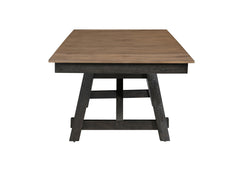 Cottage Style 1pc Extendable Dining Table Wheat Charcoal Tow Tone Finish Dining Room Wooden Furniture Two Self-storing Refectory Leaves Trestle Legs