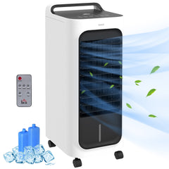 HOMCOM 26" Evaporative Air Cooler with Ice Packs, 3-In-1 Ice Cooling Fan, Portable Swamp Cooler with Water Tank, Timer, 90° Oscillating, Remote, for Home Office Bedroom