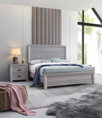 Rustic 1Pc Wooden Bedroom Furniture Full Size Panel Bed Gray Finish Contemporary Style
