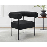 Soft Boucle Fabric Accent Chair, Contemporary Living Room 1pc Armchair with Black Metal Legs, Black