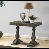 Transitional Wood End Table in Dove Gray, Living Room Solid Wood Sofa Side Table