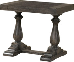 Transitional Wood End Table in Dove Gray, Living Room Solid Wood Sofa Side Table