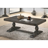 52" Transitional Wood Coffee Table in Dove Gray, Living Room Solid Wood Sofa Table