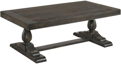 52" Transitional Wood Coffee Table in Dove Gray, Living Room Solid Wood Sofa Table