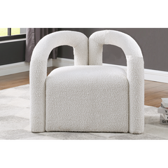 Modern/Contemporary Boucle Fabric Accent Chair, Living Room Upholstered Chair with Tubular Design, Cream