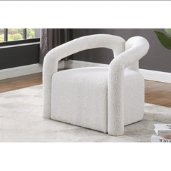Modern/Contemporary Boucle Fabric Accent Chair, Living Room Upholstered Chair with Tubular Design, Cream