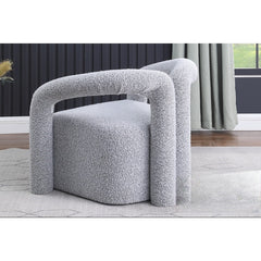 Modern/Contemporary Boucle Fabric Accent Chair, Living Room Upholstered Chair with Tubular Design, Gray