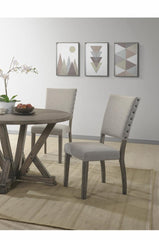 Antique Light Gray Dining Chair Set of 2, Fabric Upholstered Kitchen Side Chair, Nailhead Trim, Dining Room Chair Set