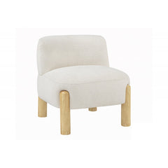 Glam Cream Burlap Armless Chair, Plush Fabric Upholstered Chair with Wooden Legs