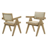 Light Oak Wood Dining Chair Set of 2, Upholstered Armchair for Dining Room Kitchen Home,