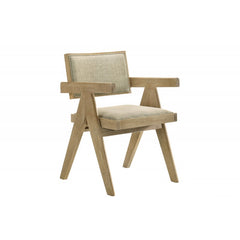 Light Oak Wood Dining Chair Set of 2, Upholstered Armchair for Dining Room Kitchen Home,