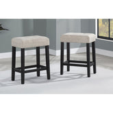 Black/Beige Polyester Counter Height Stools (Set of 2), Dining Room Kitchen Backless Bar Stool