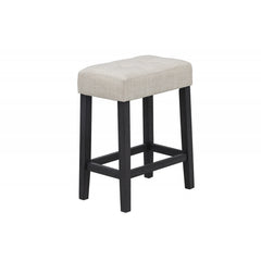 Black/Beige Polyester Counter Height Stools (Set of 2), Dining Room Kitchen Backless Bar Stool