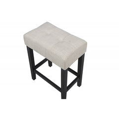 Black/Beige Polyester Counter Height Stools (Set of 2), Dining Room Kitchen Backless Bar Stool