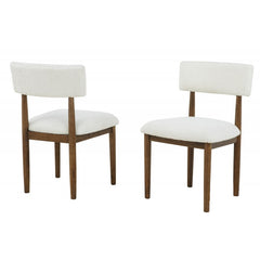 Contemporary Boucle Upholstered Dining Chairs (Set of 2) Solid Wood Legs, Plush Seat Kitchen Side Chair, Light Oak