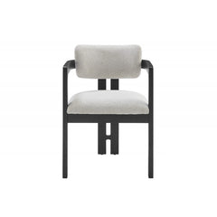 Modern Rustic Upholstered 1 Piece Dining Arm Chair, Solid Wood Frame Kitchen Side Chair, Black
