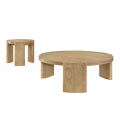 21 Inch Kepler Driftwood Finish Round Wood End Table, Modern Living Room 1Pc Sofa Side Table