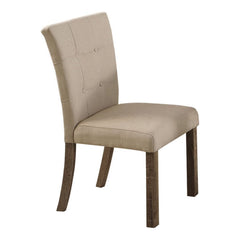Set of 2 Upholstered Dining Chair, Tufted Back Padded Seat Dining Room Kitchen Side Chair with Wood Legs, Light Gray
