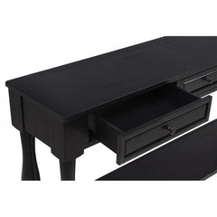 63" Long Console Table with Drawers and Shelf for Entryway, Hallway, Living Room, Acacia Wood Table, Espresso Finish