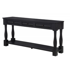 63" Long Console Table with Drawers and Shelf for Entryway, Hallway, Living Room, Acacia Wood Table, Espresso Finish