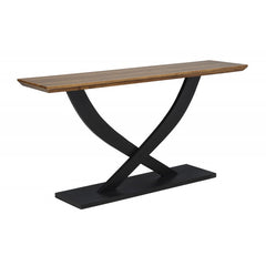 Living Room Wooden Console Table, Contemporary Style Sofa Table, Entryway Accent Table with Cross Legs Design, Natural/Espresso