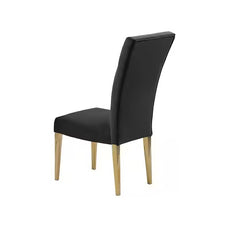 Modern Velvet Upholstered Dining Chair Set of 2, Gold Finish Legs Tufted Kitchen Chair, Black