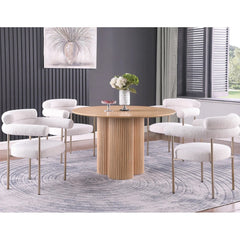 Set of 2 Boucle Fabric Kitchen Dining Chair with Armrest, Accent Upholstered Armchair, Brushed Gold Trim Metal Frame, Cream