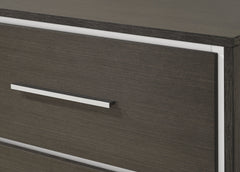 1pc Contemporary 5-Drawer Chest with Chrome Accents Gray Rustic Finish Bedroom Wooden Furniture