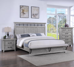 Light Gray Finish 1pc Two Drawers Nightstand Wooden Bedroom Furniture Metal Pull Furniture