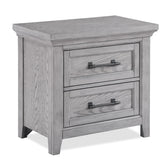 Light Gray Finish 1pc Two Drawers Nightstand Wooden Bedroom Furniture Metal Pull Furniture