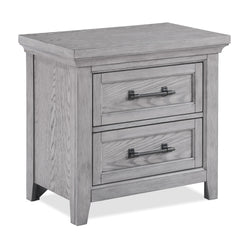 Light Gray Finish 1pc Two Drawers Nightstand Wooden Bedroom Furniture Metal Pull Furniture