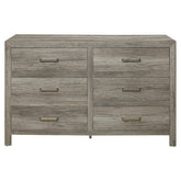 Rusticated Style Weathered Gray Finish 1pc Dresser of 6x Drawers Transitional Bedroom Wooden Furniture