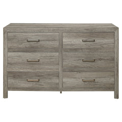 Rusticated Style Weathered Gray Finish 1pc Dresser of 6x Drawers Transitional Bedroom Wooden Furniture