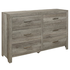 Rusticated Style Weathered Gray Finish 1pc Dresser of 6x Drawers Transitional Bedroom Wooden Furniture