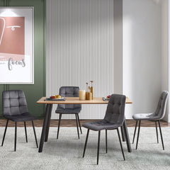 Grey Velvet Dining Chairs Set Of 2,Dining Room Side Seating, Kitchen Chairs with Metal Legs for Living Room
