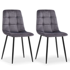 Grey Velvet Dining Chairs Set Of 2,Dining Room Side Seating, Kitchen Chairs with Metal Legs for Living Room