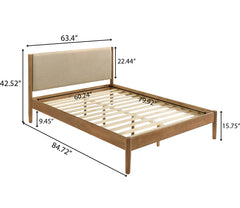 Vichy Rubberwood Platform Bed in Light Walnut, Queen