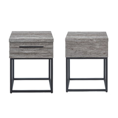 Belize 3-Piece Upholstered Bedroom Set, Tufted Wingback Bed with Two Gray Nightstands